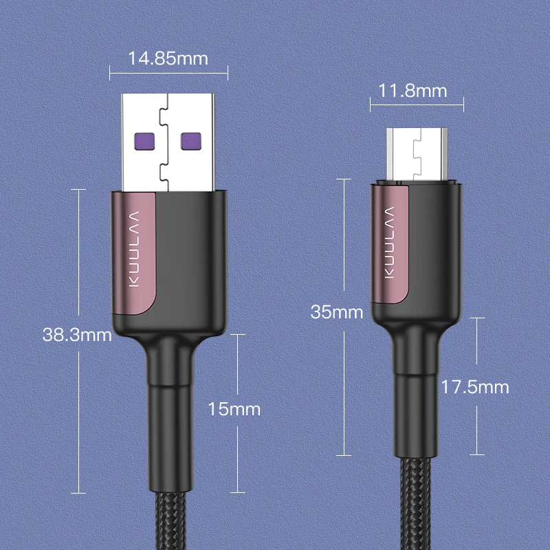 Kuulaa Cheap Super Flexible 1M 2M Durable Braided Date Cable Quick Charge 3A Mobile Micro Usb Cable For Android Cell Phones