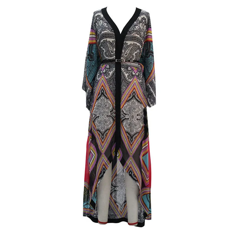 Fashion elegant cropped hemline muslim dubai abaya maxi dress