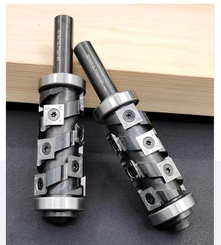 1/2 Shank Replaceable Helical Spiral End Mill Cutter Head For Trimming Wood High Precision Cnc Carbide Router Bit With Bearing