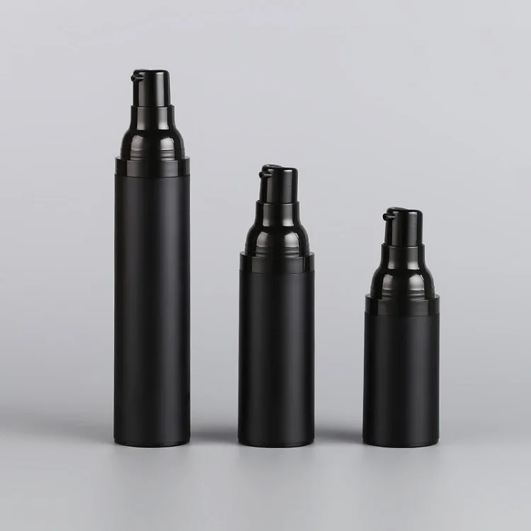 15ml 30ml 50ml Matte Black Airless Pump Bottle Cosmetic Liquid Airless Spray Bottle Frosted Plastic Lotion Pump Vacuum Container