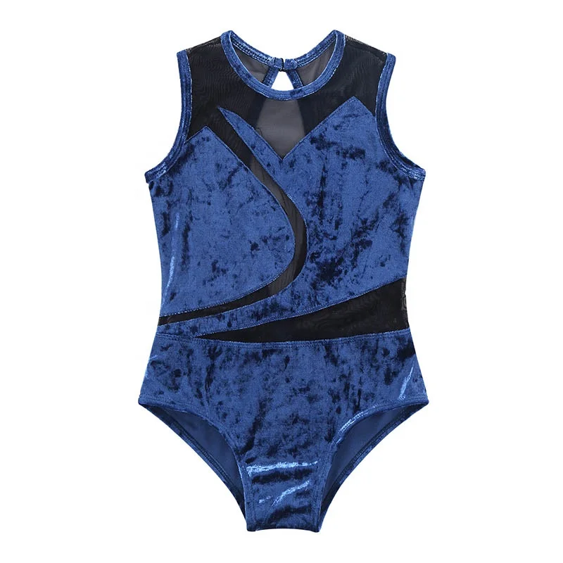 Kids Soft Comfortable Mesh Splice Ballet Leotard Jumpsuit Girls Sleeveless Dance Bodysuit Gymnastics Leotards