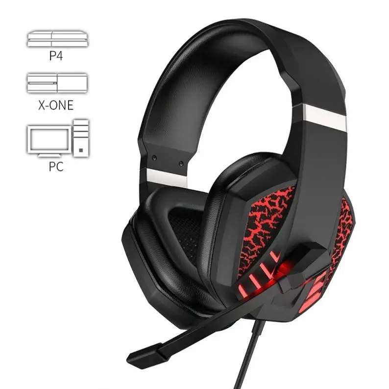Stylish gamer headphones gaming games pc headphone gaming head set headphones with LED lights
