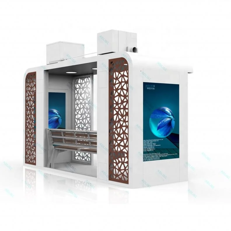 Дубайская уличная алюминиевая автобусная остановка с кондиционером различные спецификации конкурентоспособная цена светодиодный световой короб 12 В силовая сталь