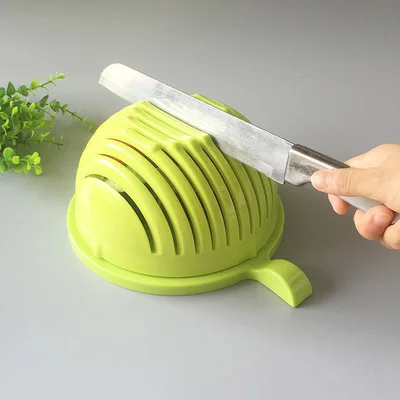 Easy Salad Cutter Fruit Vegetable Chopper Salad Cutter Bowl