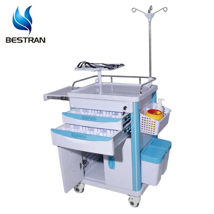 BT-EY006 стол медицинский ABS Мобильная тележка для реанимации медицинская аварии с 2 ящиками двери цены