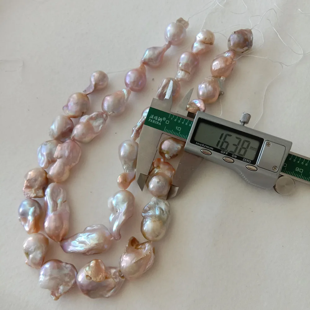 15-18 mm big baroque shape keshi pearl  loose freshwater pearl in strand . nature pink color