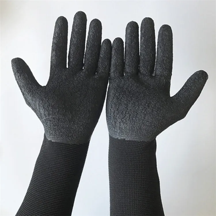 OPTIMA Nylon with Latex Wrinkle 3/4 Coated Grip Long Cuff Garden Gloves