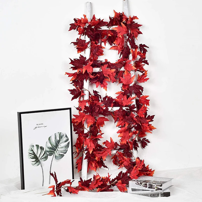 Simulation maple leaf rattan Thanksgiving home decoration wall hanging shooting props 1 piece A artificial rose flower wall wedd
