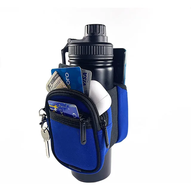 32oz Neoprene  Gym Water Bottle Pouch Bag with Phone Holder  and Key Holder