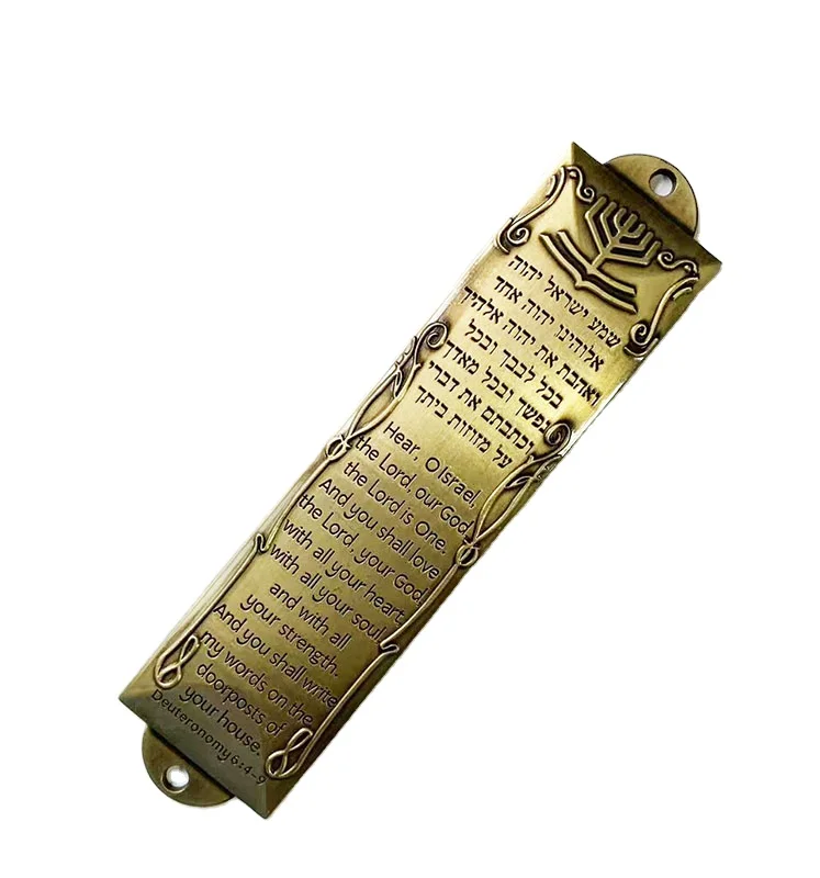 3 Colors Wholesale Judaica Blessing Mitzvah Door Mezuzah Jewish Case Metal Hannukah Gifts Mezzuzahs Holder With Prayer