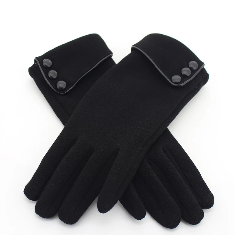 Faux Suede Glove with Button decoration on the cuff