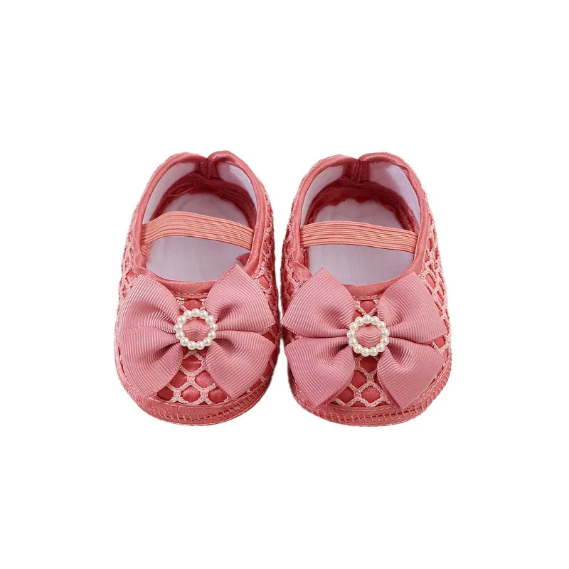 Princess Shoes 0-1 year old baby pearl bow dress shoes New baby soft soled all matching toddler shoes
