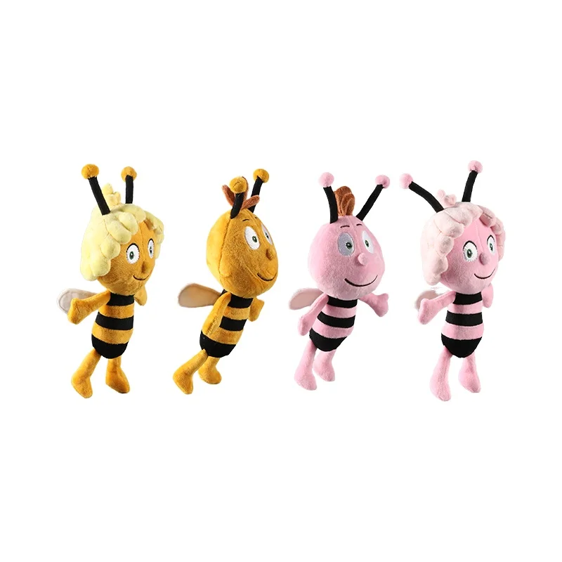 Custom yellow pink attentive antennae buzz insect bumble bee plush soft stuffed animal toy