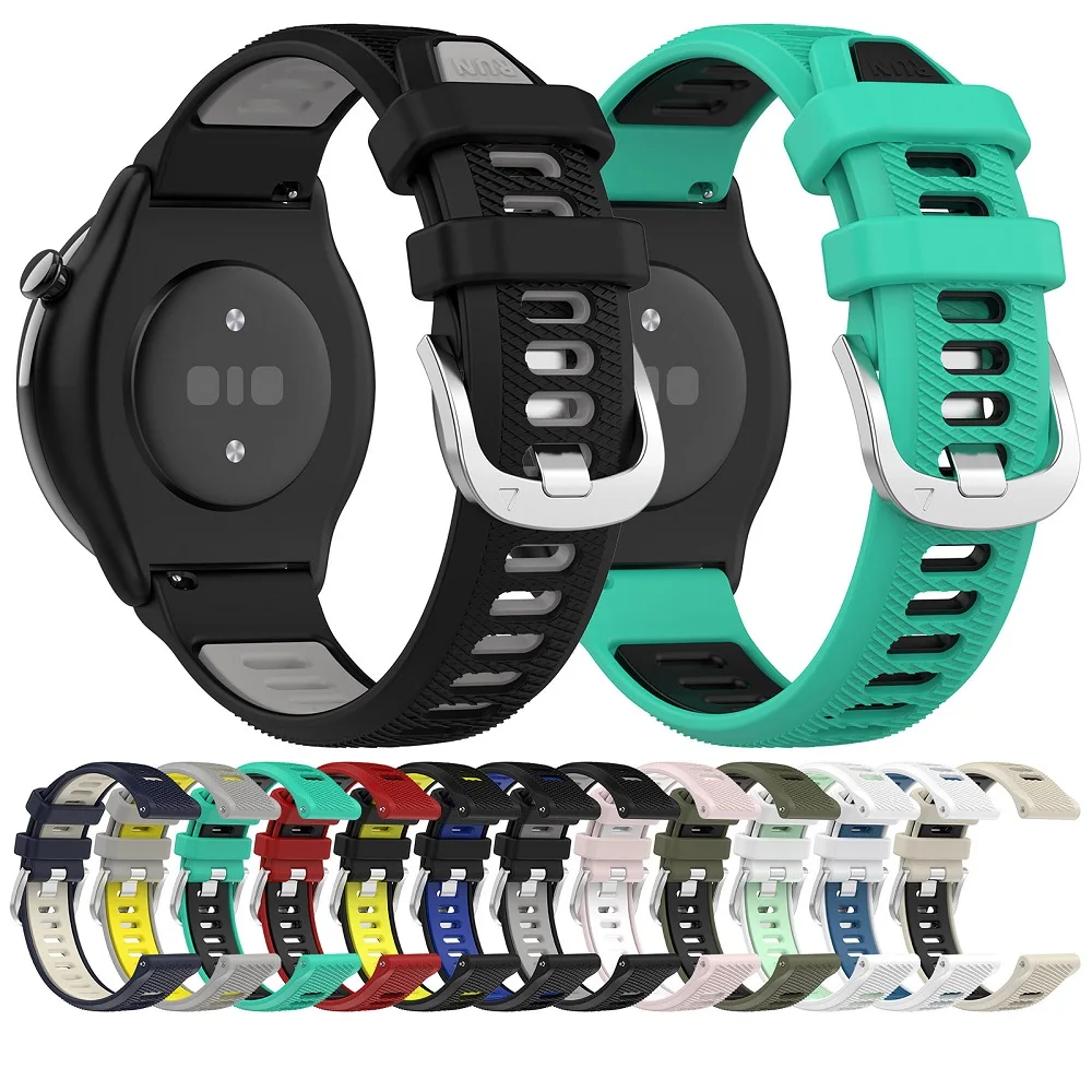High Quality 18/20/22mm Silicone Watchband Suitable For Garmin Forerunner265/265S Watchband For Garmin Double Color Smart Strap