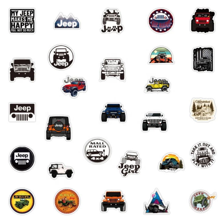 50PCS Car Motor Bottle Stickers Set PVC Adhesive Graffiti Sticker Pack Jeep Vehicle Cross Country Camping Sticker Travelling
