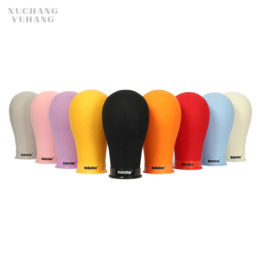 Canvas Block Head Mannequin Head with Stand Colorful Wig Head Set for Wig Making Display Styling Poly