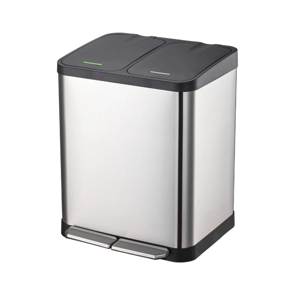 classic foot pedal stainless steel business trash can high quality metal double trash can 18L