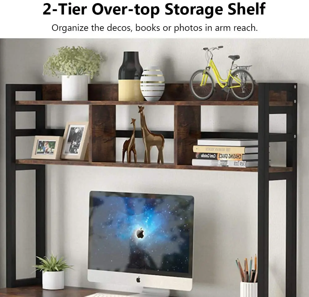 FREE SAMPLE Computer Desk with Hutch Rustic Office Desk Study Writing Workstation with Under-top Storage Shelf for Home Office