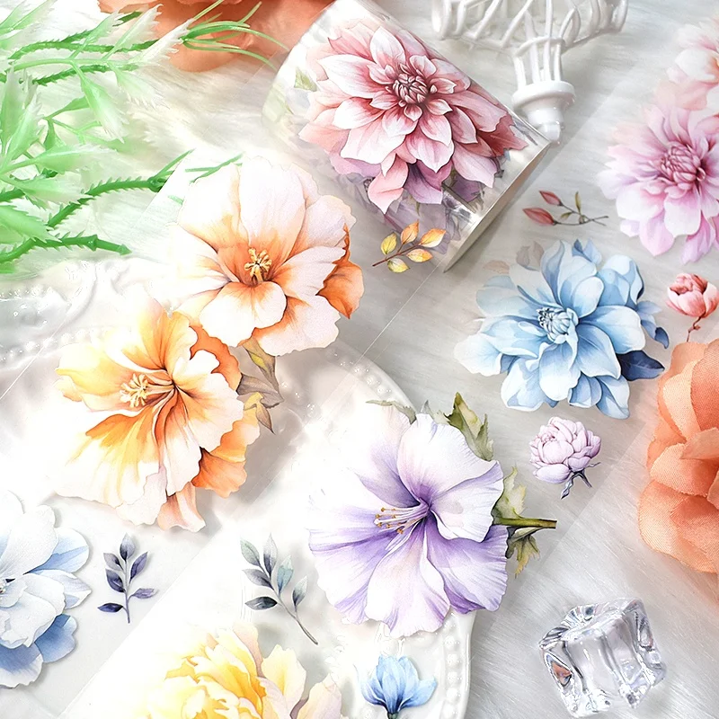 MOQ2 China wholesale Flower Special Oil Seashell lridescent Craft PET washi tape