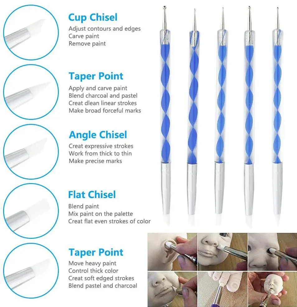 Clay pottery stainless steel pill stick portable tool cloth bag beginner professional mold 52 piece clay set