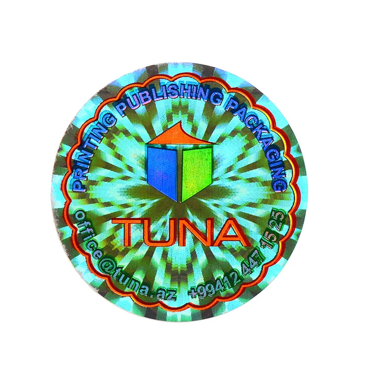 Custom 3D Security Hologram Sticker Laser Label with Silver PET Customized Packaging Adhesive Sticker CMYK Plastic Bag + Carton
