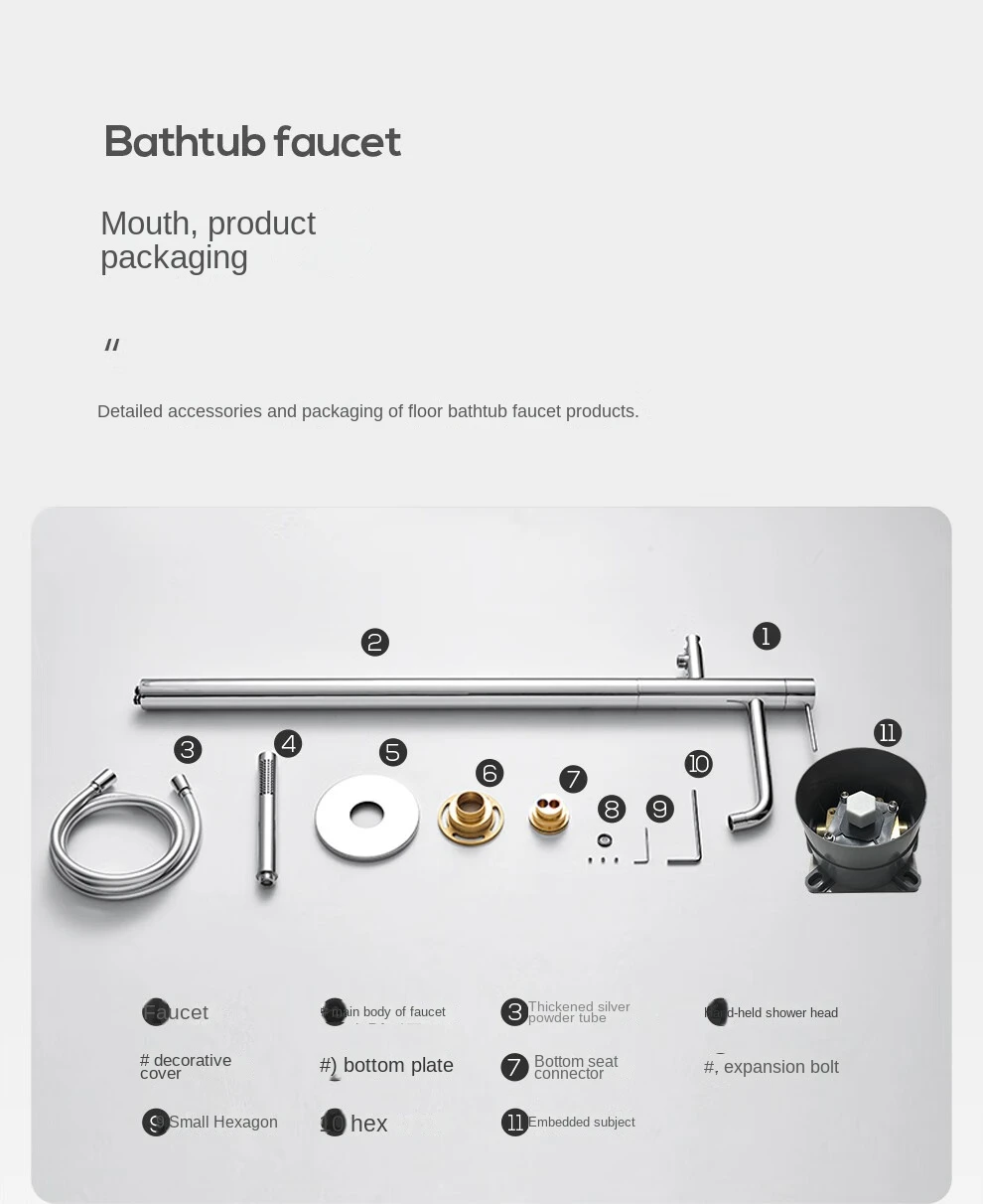 Simple Style Floor bath faucet chrome black Shower Faucet Brass bathtub  bath shower set mixer shower faucet