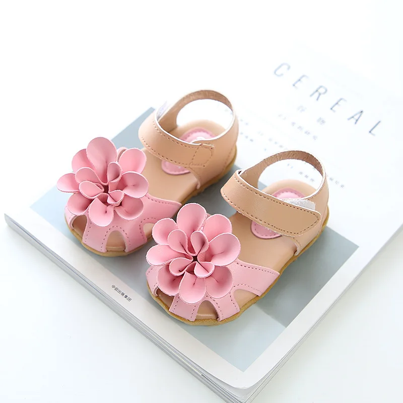 Summer Girls soft sole flower sandals Baby Non-slip Beach Shoes Kids Open Toe Flat Shoes wholesale
