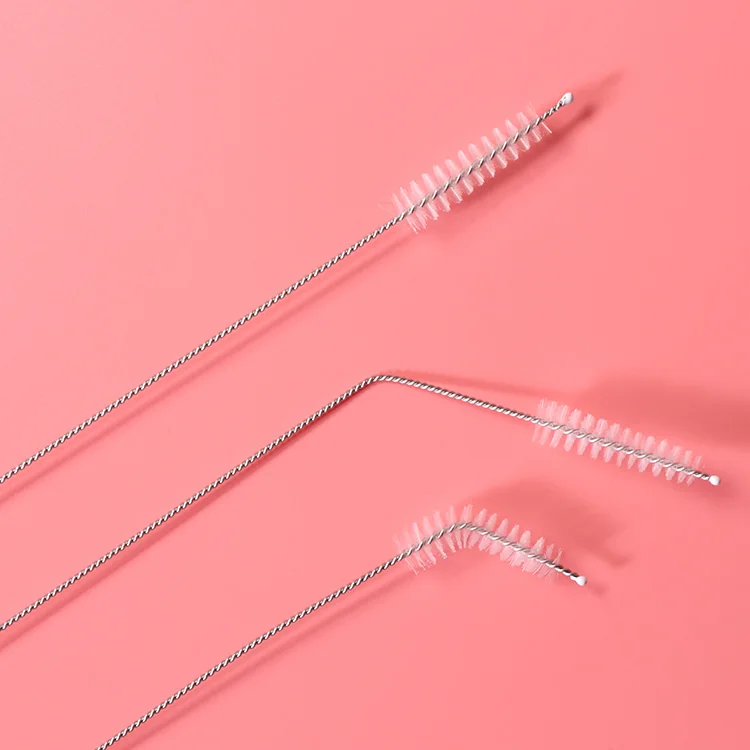 Wholesale custom reusable bottle straw stainless steel metal straw brush