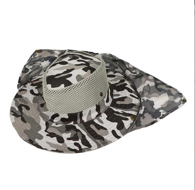 2022 factory logo custom hot popular cheap camouflage mesh outdoor mountaineering fishing fisherman bonnie hats bucket hat