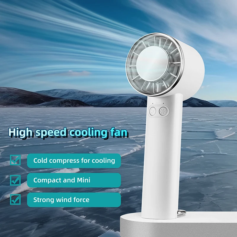 High Quality Cold Compress Air Cooling Fan Usb Charging 3 Speed Small Air Conditioning Fan Handheld Desk Fan With Hanging Buckle
