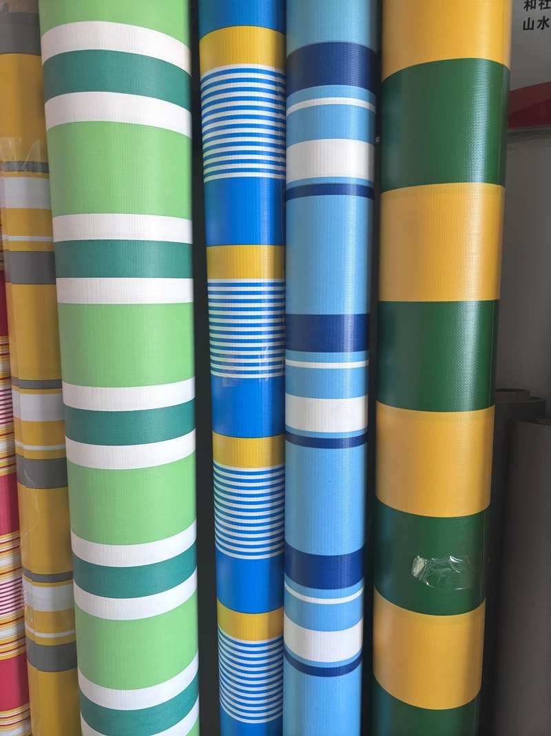 Hot Sale Waterproof customized high quality pvc stripe tarpaulin Resistant stripe pvc Tarpaulin