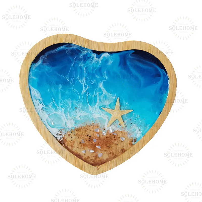 Handcrafted Ocean Wave Crackle Resin Coaster Set for Beach Decor