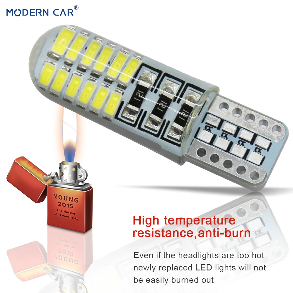 T10 Socket 24 SMD Silica Gel Canbus Led 194 Bulbs 168 W5W 3014-24-smd Car Width Light DC 12V Error Free Auto License Plate Lamp