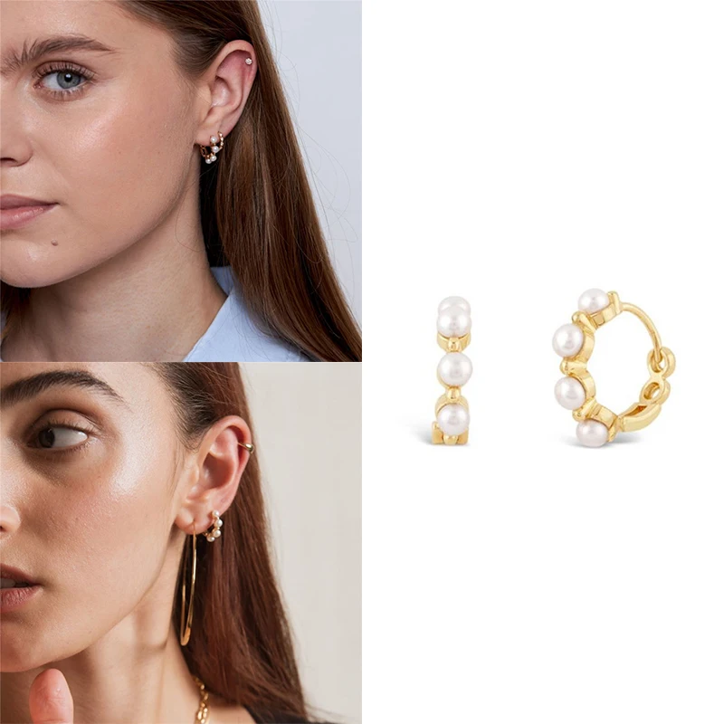 Автоклав 14k/18k s925 серебро модные свадебные туфли Украшенные жемчугом; Простой все-матч серьги в виде колец трендовые ювелирные изделия 2022