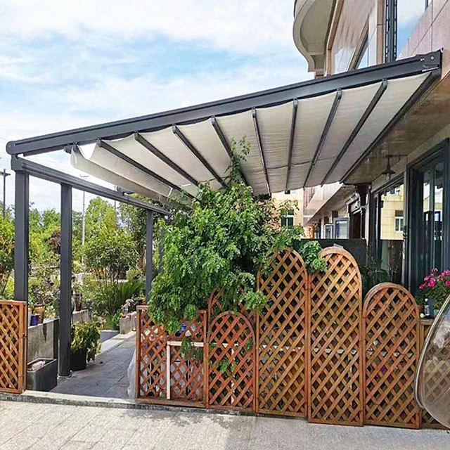 PVC fabric Cover Gazebo Electric Roof Awning Motorized Waterproof Retractable Pergola bioclimatics Aluminum Motorized  pergola