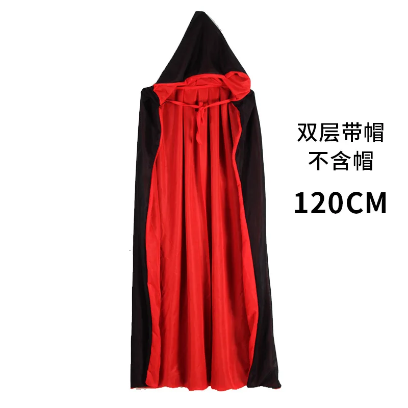 Double Layer Black Horror Costume Cheap Halloween Vampire Cloak with Teeth