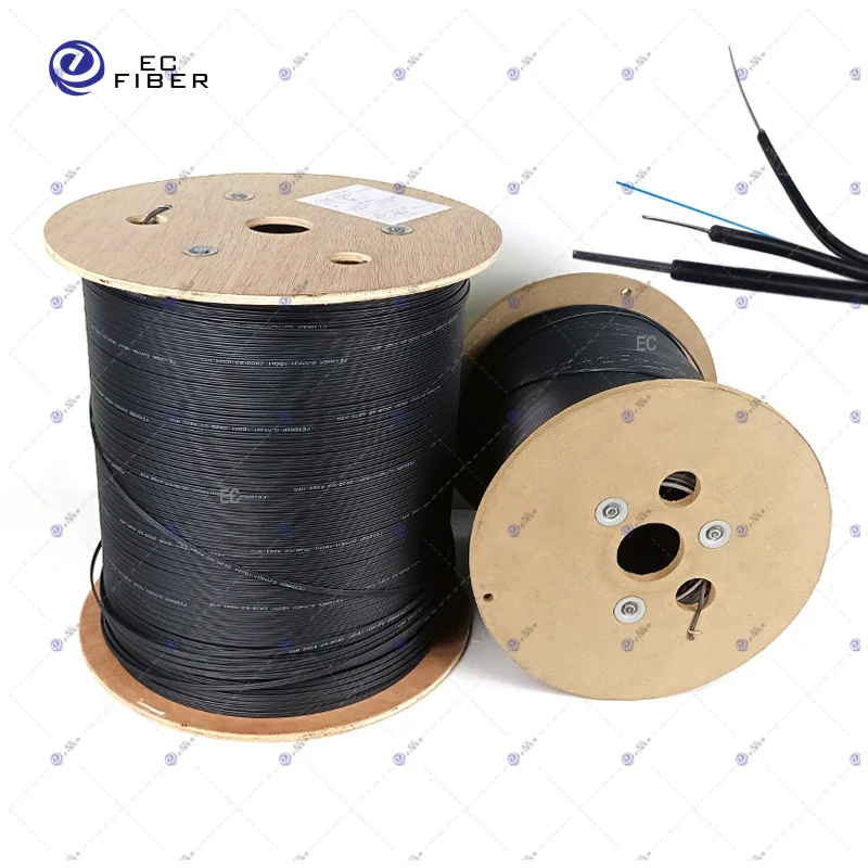 Drop Cable Fiber Optic 1core 3 steel wire 2core 4core Fibre Kabel Dropcore 1 Core 3 Sling