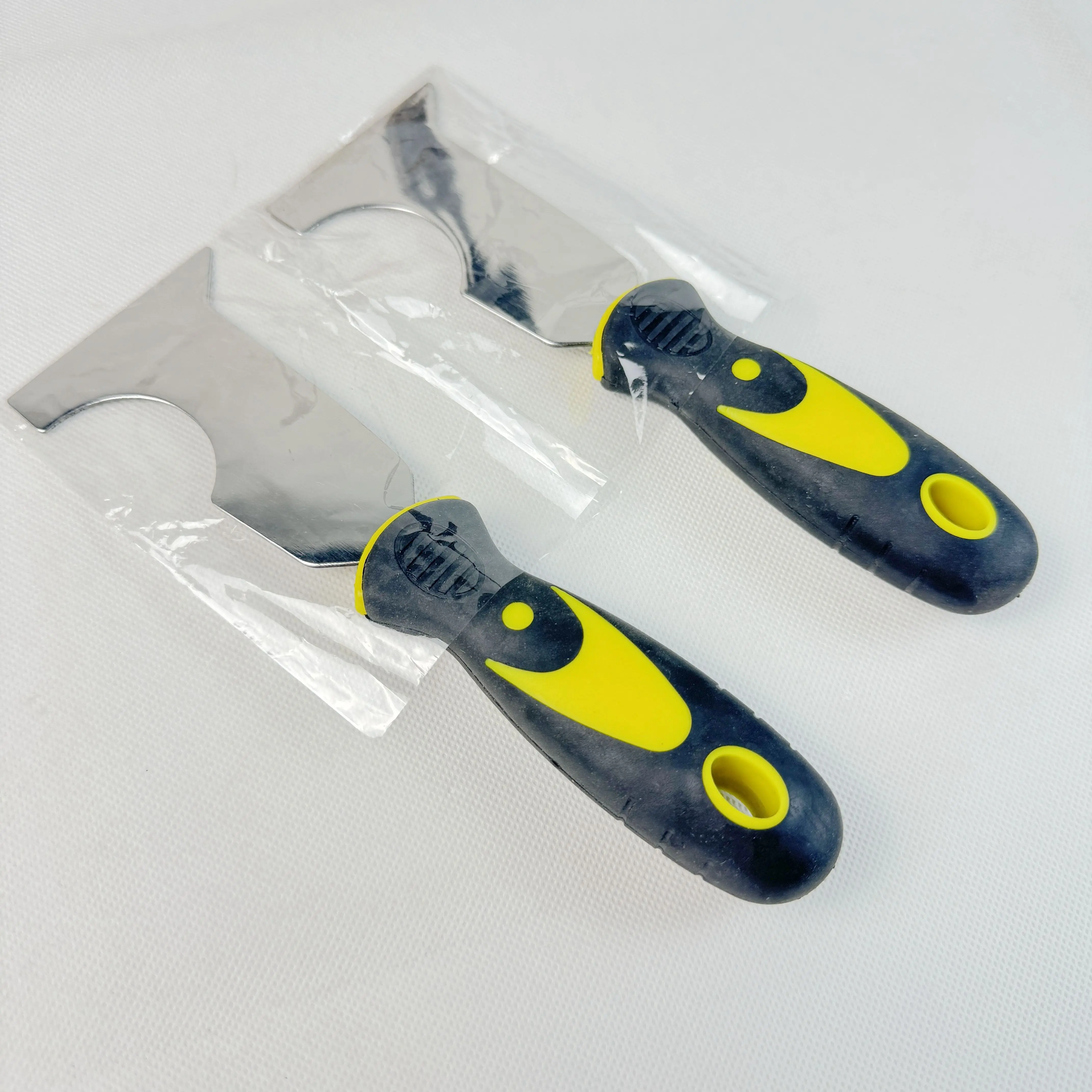 Factory Wholesale Decorating Tools 5in1 Paint Scraper Stainless Steel Blade Customized Colour Rubber Handle Putty Knife