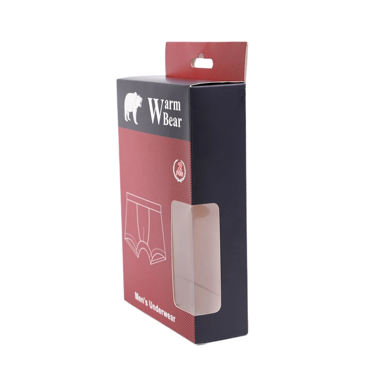 custom logo printed paper boxes girls mens garment socks lingerie underwear packaging box with window