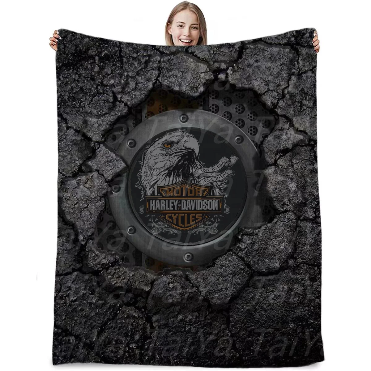 2023 Newest hot selling wholesale high quality customized harley davidson motorcycle style famous brand luxury designer blanket