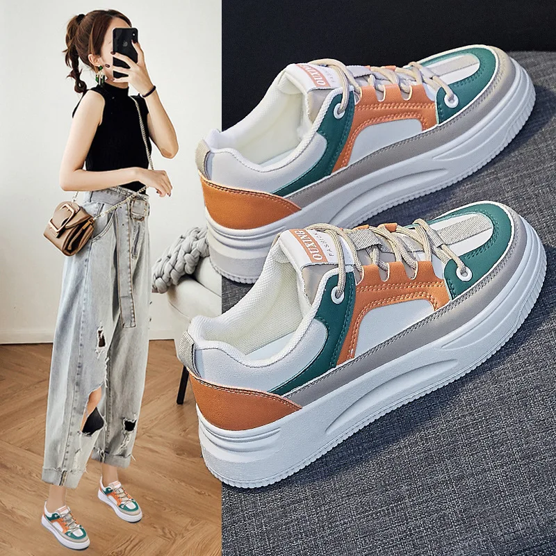 2023 New Fashion Thick Sole Shoes Outdoor Lace Up Casual Sneakers For Girls