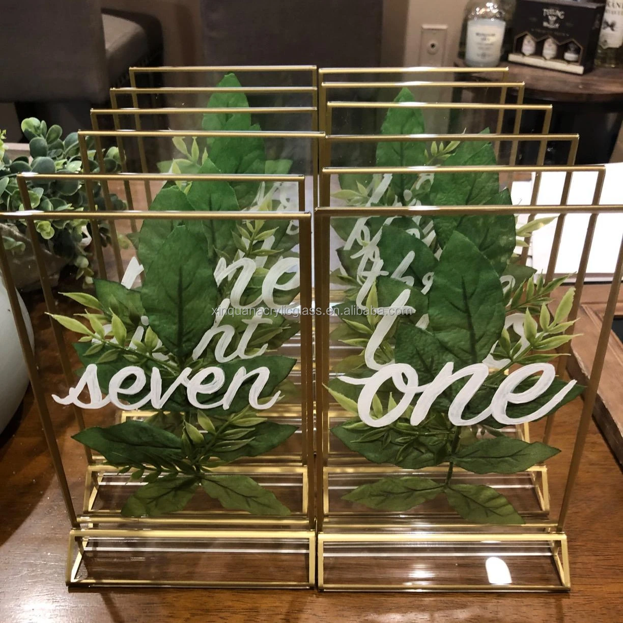 Double Sided Menu Holder Table Gold Table Number Frame Acrylic Sign Holder