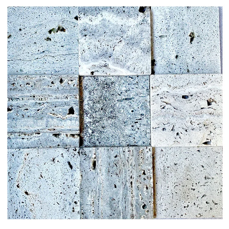 Wholesale Stone Wall Panel  natural stone silver grey Travertine wall tiles paving stone for outdoor and indoor