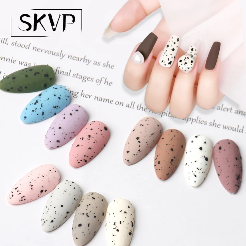 RTS 8ml Quail Egg Effect Varnishes Eggshell Hybrid Design Base Top Coat Gel Nails Art Nail Polish