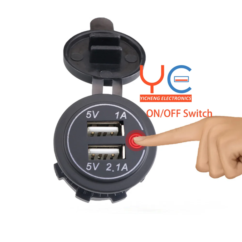 3 1 a 12 - 24 вольт двойной порт розетка USB зарядное устройство с сенсорным выключателем питания