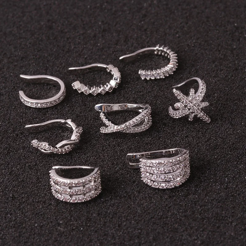 Fashion 1pc Ear Clips without Piercing Cz Ear Cuff Conch Earrings for Women Girls Cartilage Helix Conch Piercing Jewelry