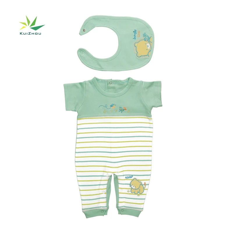 
Good Quality Summer Baby Boy Girl Bib Romper Clothes 2pcs Sets Newborn Organic Cotton Babies Clothing 