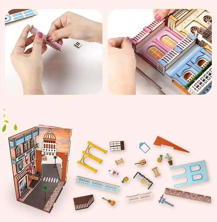 Havana Stroll Diy Diorama 3d Puzzle Wood Craft Book Nook Christmas Gift For Girls