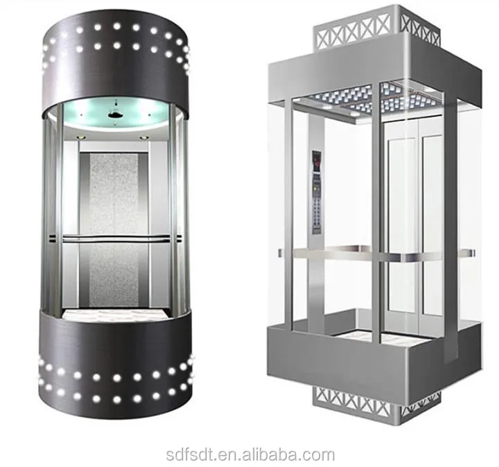 vvvf High quality Commercial panoramic Vacuum Passenger Glass lifts elevators