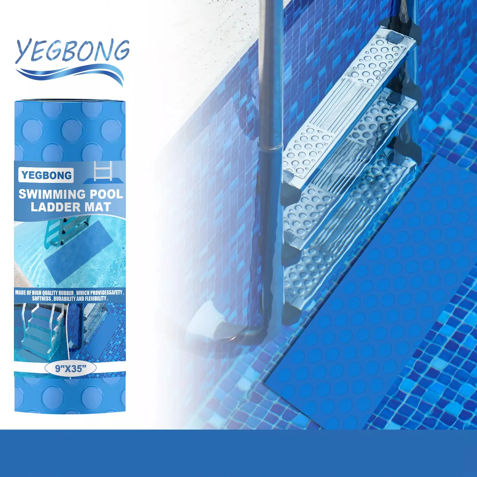 Yegbong OEM ODM Swimming Pool Ladder Mat Wear Resistant Anti-Slip Foot Mat Protect Swimming Pool Ladder Safety Mat for Swimming